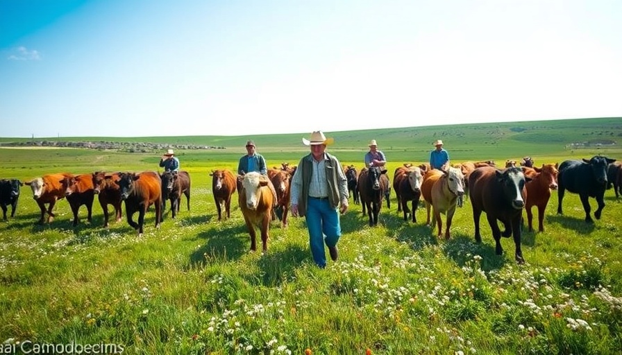 Cattle ranchers using spring techniques in meadow.