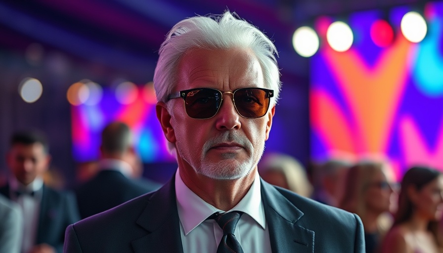 Man with white hair and sunglasses at event, Mubi's funding from Sequoia.