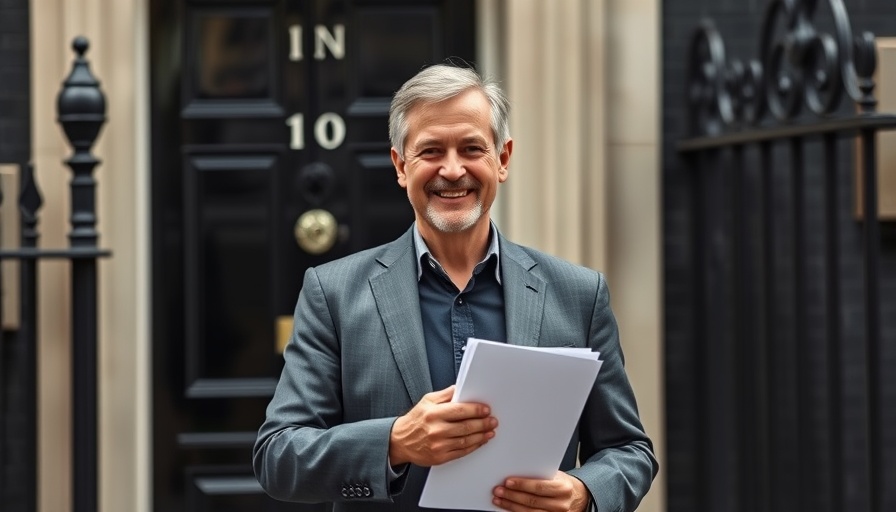 Middle-aged man in a suit outside 10 Downing Street, holding documents, Starmer Downing Street shake-up.