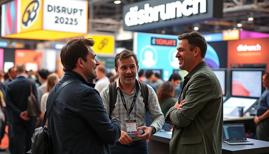 Tech professionals engaging at exhibit tables TechCrunch Disrupt 2025