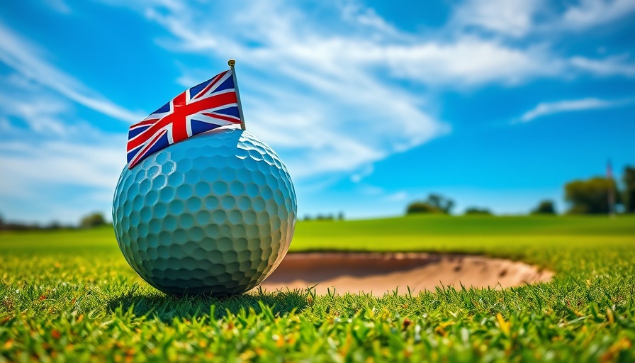 Surreal golf course with UK flag ball, metaphor for UK fiscal policies analysis.