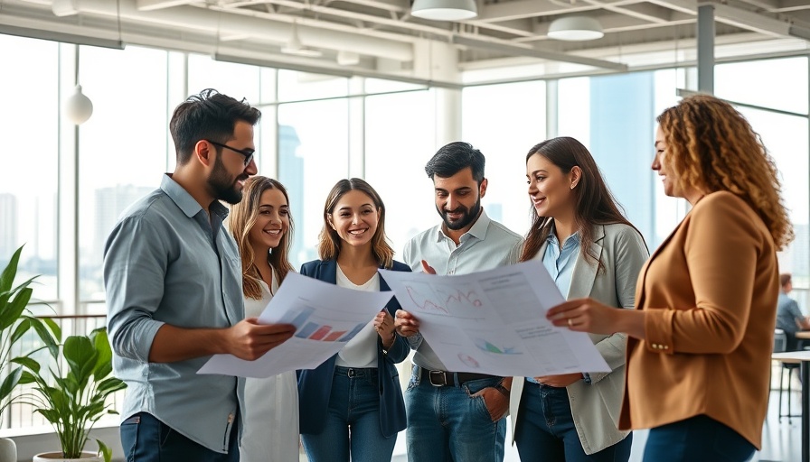Entrepreneurs discussing business startup funding in a modern office.