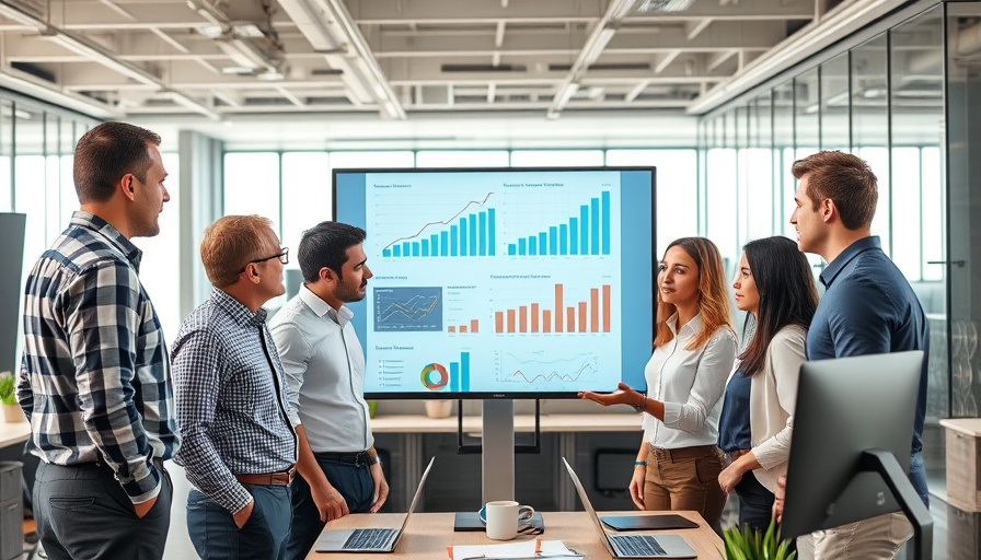 Professionals discussing AI SaaS startup funding in modern office.