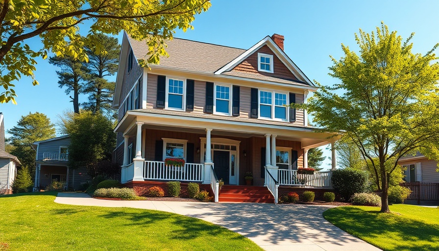 Charming suburban house with front porch in Montgomery County.