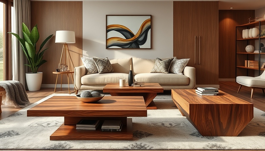 Modern coffee table design 2025 in a stylish living room.