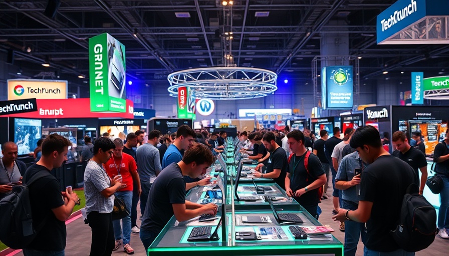 Engaging scene at TechCrunch Disrupt 2025 exhibitor table.