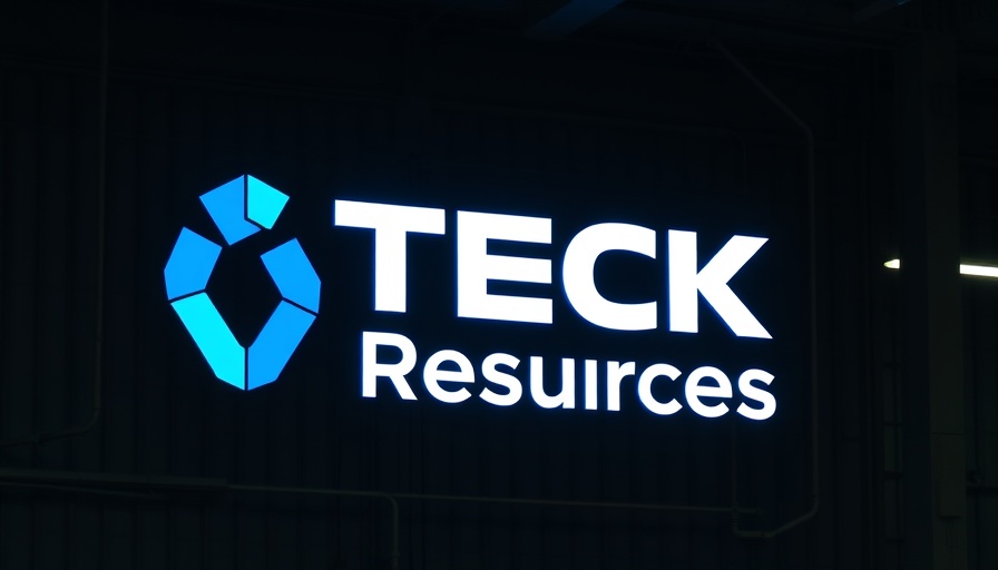 Teck Resources logo glowing in dim light, symbolizing project deferment.