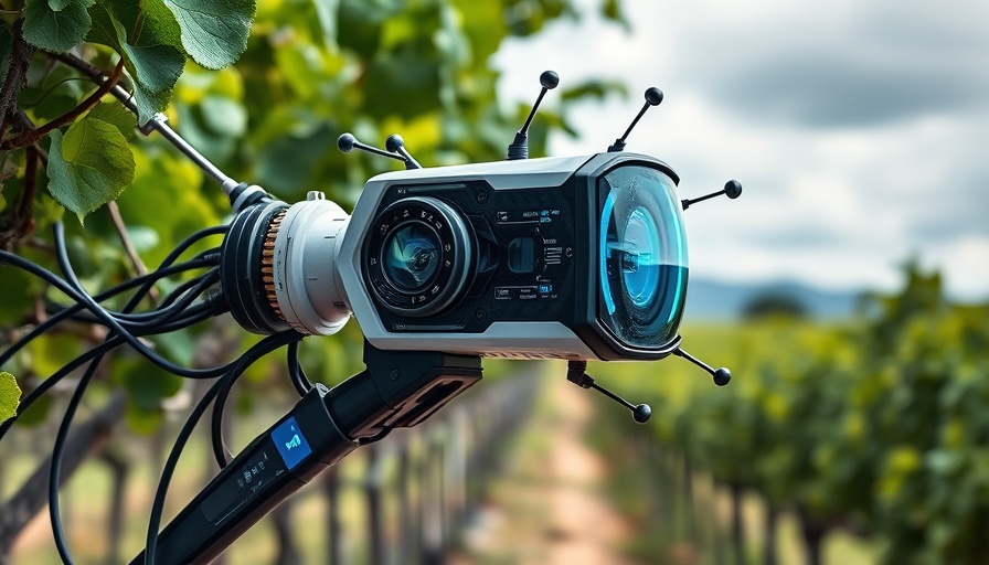 Advanced Farm Vision AI device in vineyard capturing data.