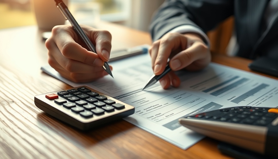 Close-up of hand analyzing documents for business credit card consolidation.