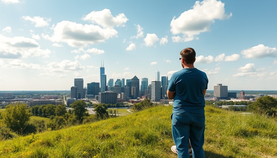 Scenic view of Milwaukee skyline, person enjoying the cityscape.