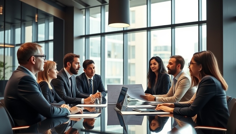 Executives discussing Giorgio Armani succession plan in a modern office.