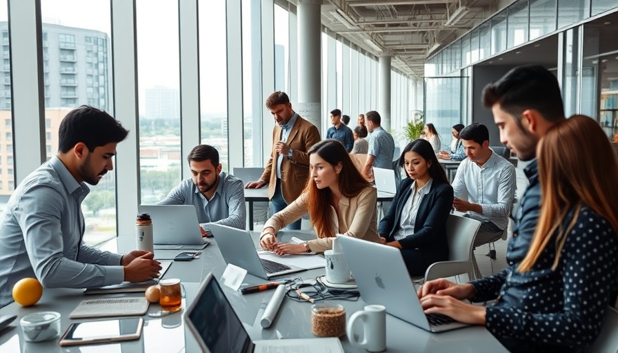 Office workers collaborating in modern office, Full-Time Office Return 2026.