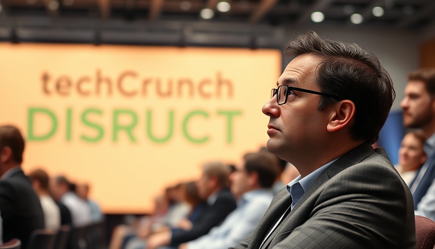 Businessperson at TechCrunch discussing venture capital trends 2025.