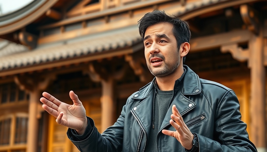 Person in leather jacket speaking, leading AI agents discussion.