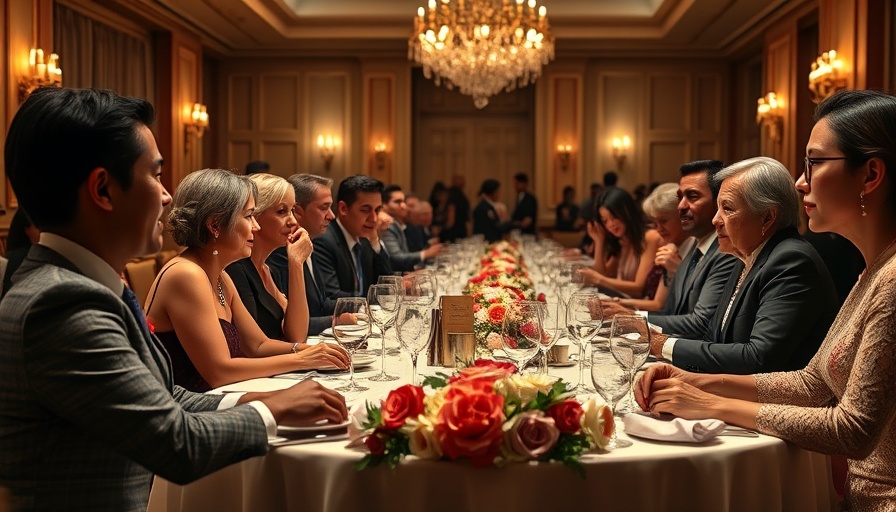 Elegant Silicon Valley tech dinner with executives at a formal setting.