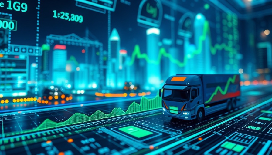 Digital interface shows AI logistics startup funding concepts.