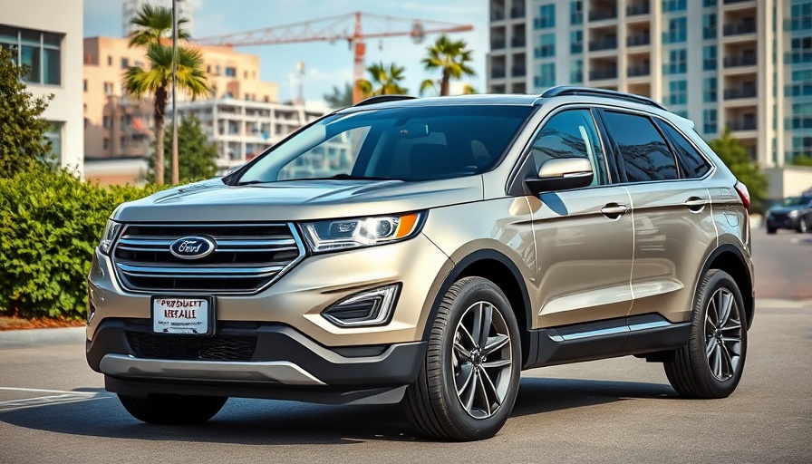 Ford vehicle with recall notice in urban setting.