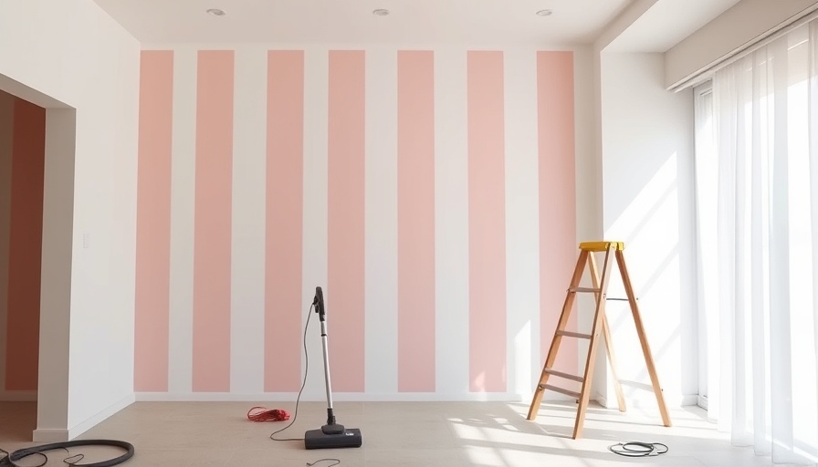 Room renovation showing gradient painted wall in progress.