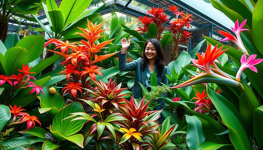 Person showcasing a lush tropical garden design with vibrant flowers.