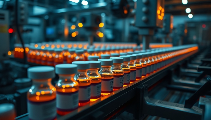 High-tech pharmaceutical production line with vials, Cambrex sale.