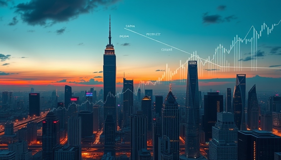 Digital graph projections over APAC city skyline representing AI impact.