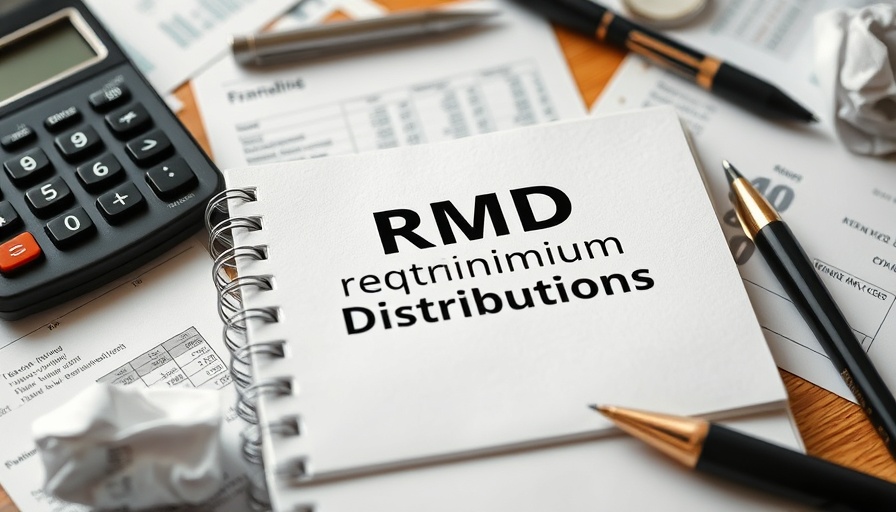 Notebook with RMD text, calculator, on desk.