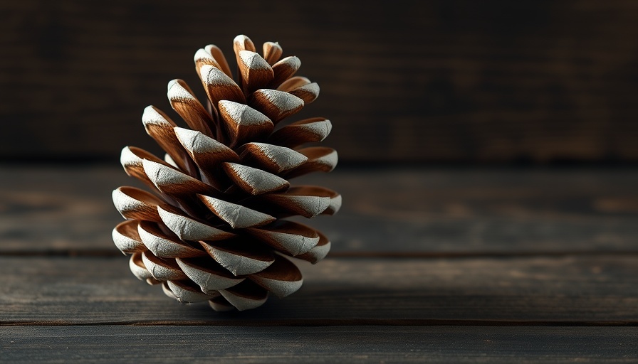 DIY bleached pinecone on wooden planks.