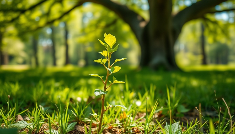 Young sapling thriving under large tree symbolizing multi-generational wealth