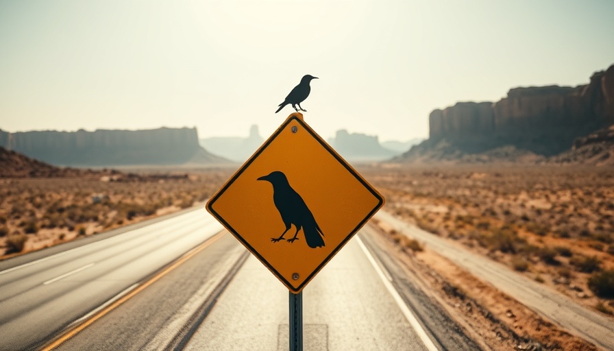 Weird driving laws: Crow sign on long desert highway.