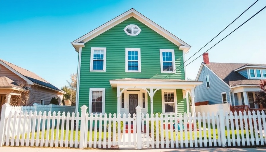 Charming green house with white fence in daytime, cheapest way to sell a house.