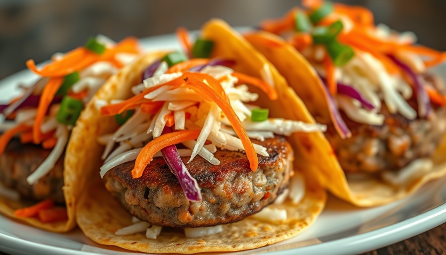 Smash Burger Tacos in Japanese BBQ Style with colorful veggies.