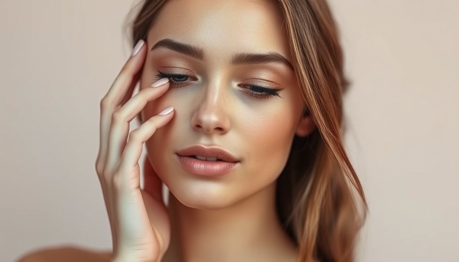 Woman illustrating rhinoplasty trends with serene expression.