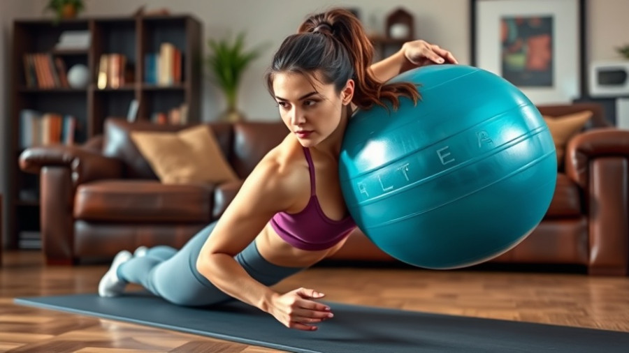 Focused workout with fitness ball, Quick Core Sculpt workout at home.