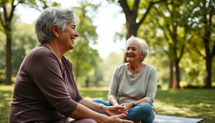 Older woman discussing health on yoga mat, highlighting hormones' impact on Alzheimer's risk.
