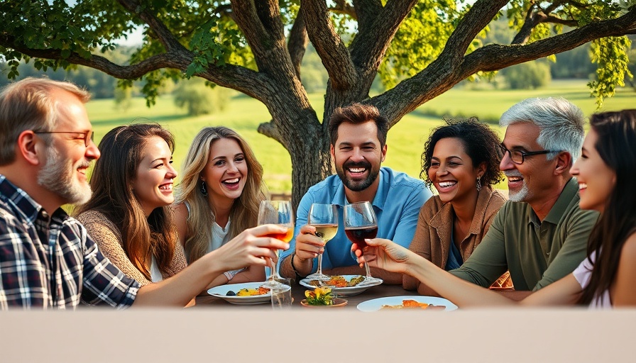 Healthy Brain Connection theme with people enjoying a meal outdoors.