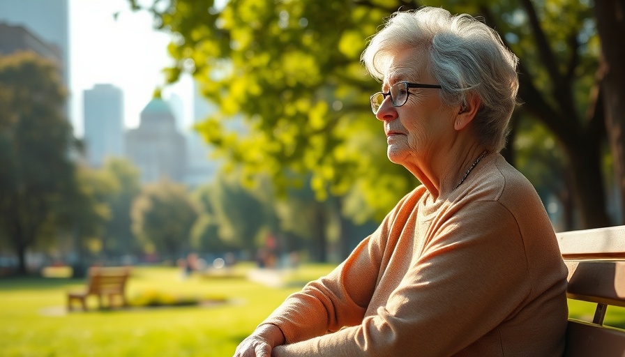 Serene woman contemplating gut health during menopause in a lush park.