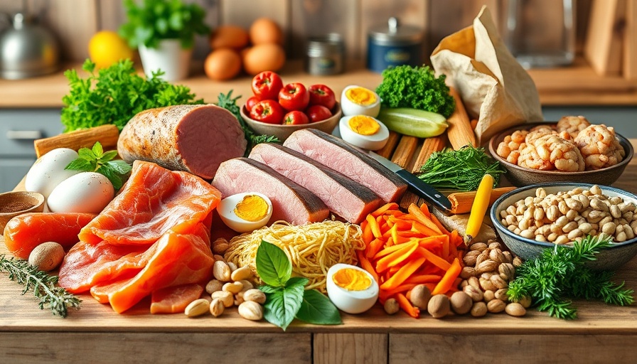 Assorted protein-rich foods for adding protein to your diet.