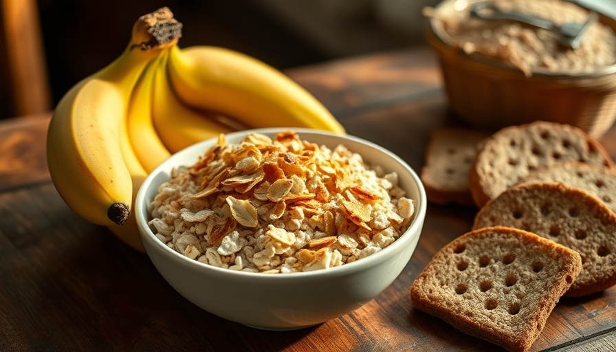 Healthy foods like banana and bread for diarrhea relief.