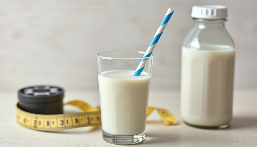 Glass of milk and shaker bottle for weight loss discussion.