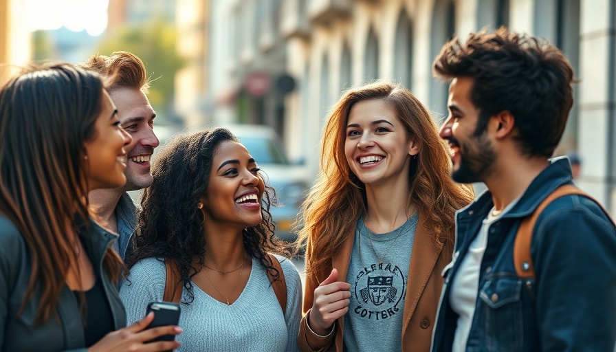 Group of friends socializing outside, feeling normal.