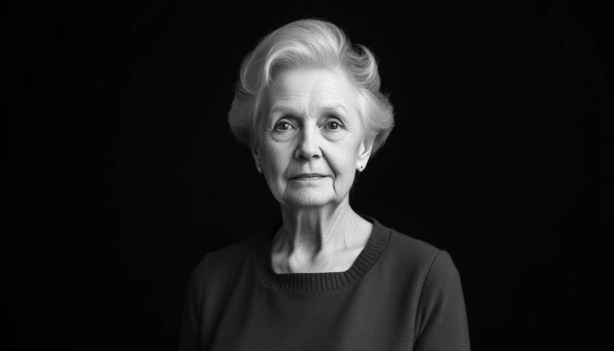 Older woman in black and white portrait conveying confidence.