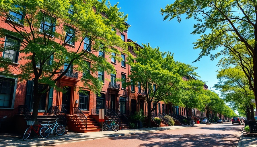 Charming urban street with brownstones and bicycles, enhancing everyday life.