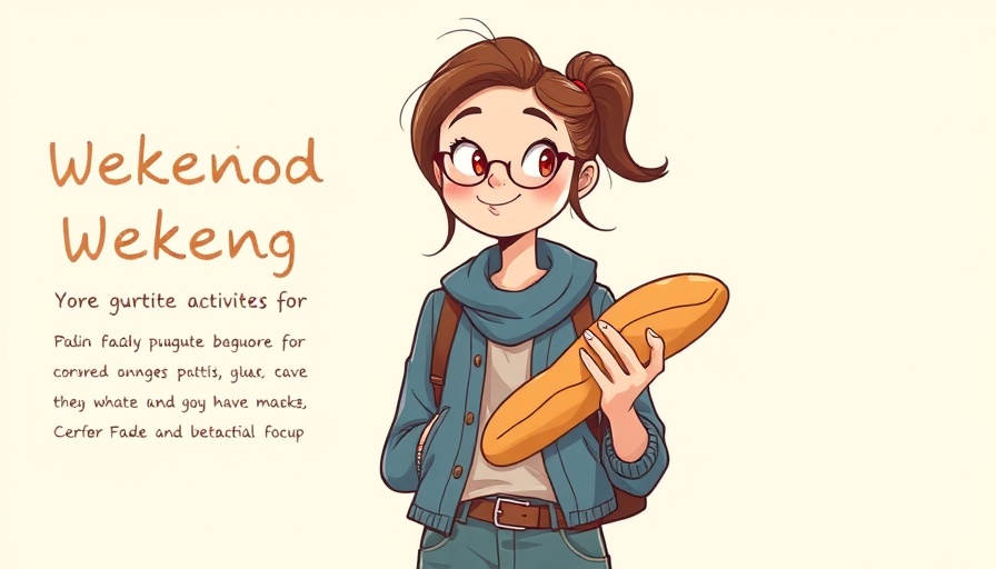 Casual cartoon woman enjoying a fun French lifestyle weekend