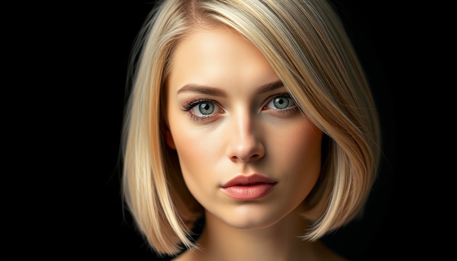 Blonde woman showcasing an Old Money Bob Summer Hairstyle, against a black background.