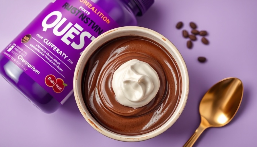 Quest Nutrition protein recipes featuring chocolate dessert on pastel background.