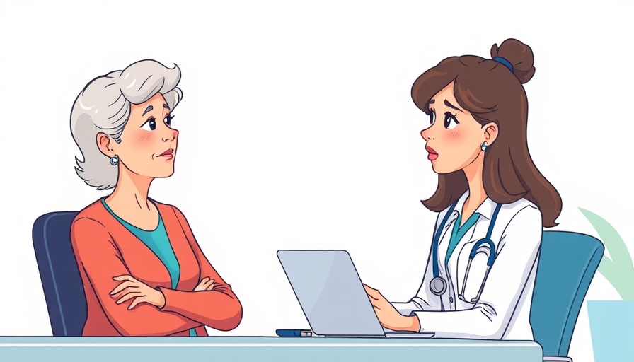 Illustration of woman consulting doctor about menopause and mental health