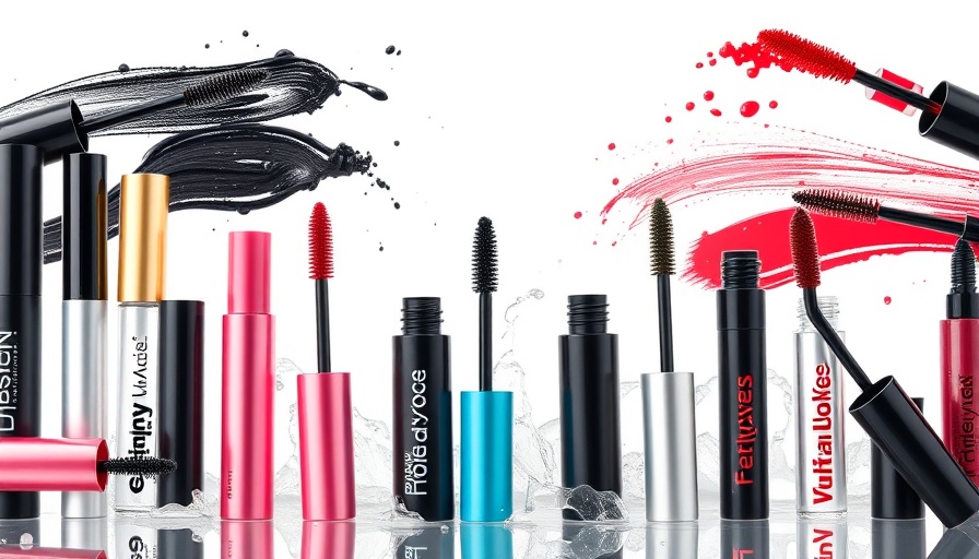 Assorted sweat-proof mascaras with water splash effect.