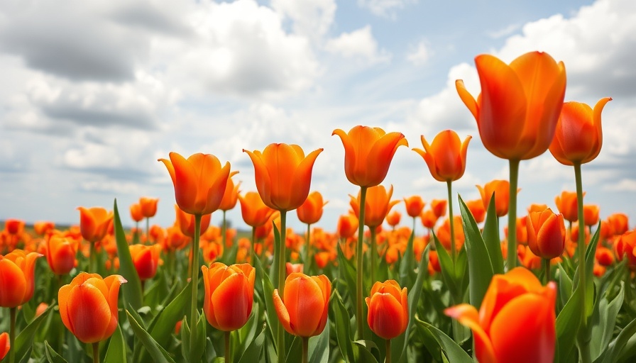 Weekend Joy and Connections: Vibrant tulips under cloudy sky.