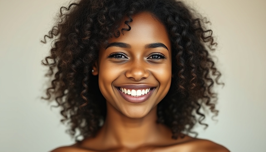 Cheerful young woman smiling, showcasing smooth skin, under-eye wrinkle treatments effect.