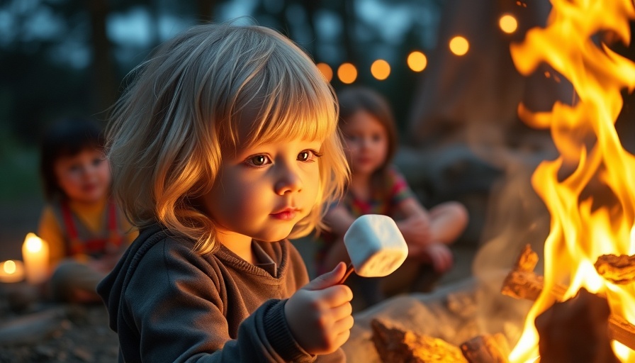 Child enjoying a fun parenting activity at a campfire.